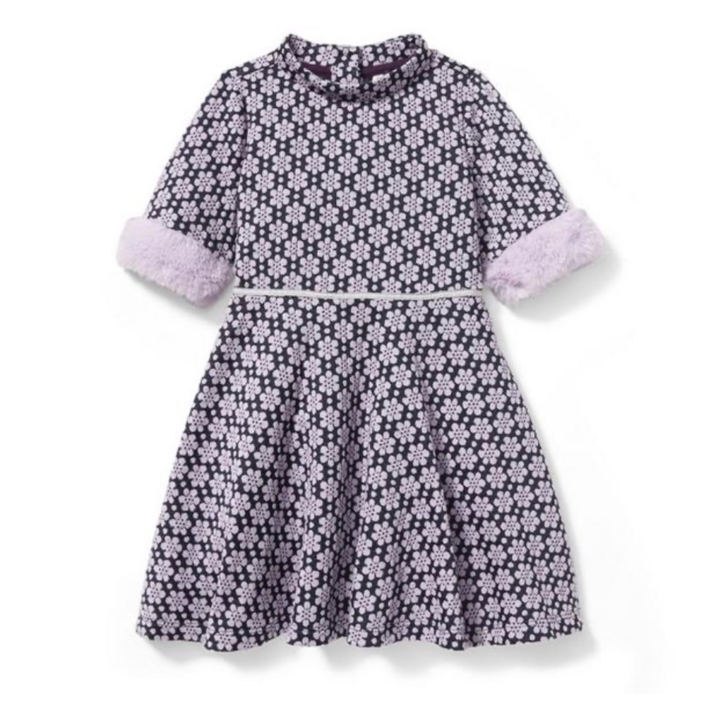 Janie and Jack Dress Fur Trimmed Jacquard